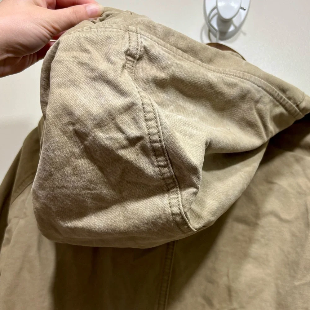 Only Tan Hooded Utility Anorak Jacket Zip Front Drawstring Waist XS - Picture 9 of 10